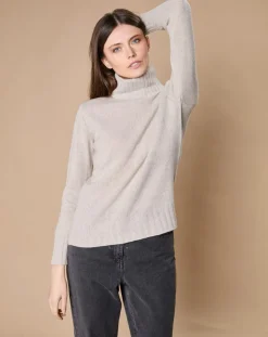 Pull 100% Cachemire 4 fils Audrey col roulé beige clair-Oscar et Louise Best
