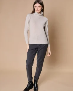Pull 100% Cachemire 4 fils Audrey col roulé beige clair-Oscar et Louise Best