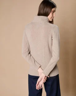 Pull 100% Cachemire 4 fils Audrey col roulé beige foncé-Oscar et Louise Best