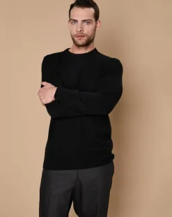 Pull 100% Cachemire 4 fils Harry col rond noir-Oscar et Louise