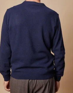 Pull 100% Cachemire 4 fils Harry col rond bleu marine-Oscar et Louise Hot