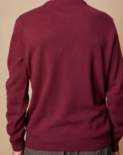 Homme Oscar et Louise Pulls^Pull 100% Cachemire 4 fils Harry col rond bordeaux