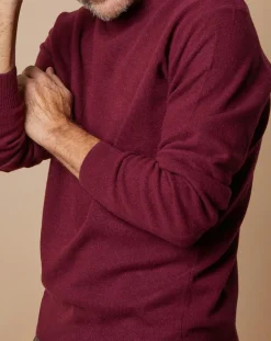 Homme Oscar et Louise Pulls^Pull 100% Cachemire 4 fils Harry col rond bordeaux