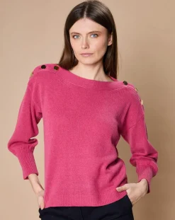 Pull 100% Cachemire 4 fils Jane col bateau fuchsia-Oscar et Louise Best