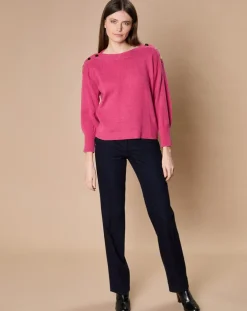 Pull 100% Cachemire 4 fils Jane col bateau fuchsia-Oscar et Louise Best
