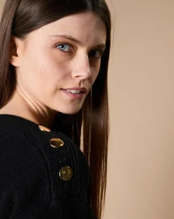 Femme Oscar et Louise Pulls^Pull 100% Cachemire 4 fils Jane col bateau noir