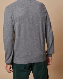 Homme Oscar et Louise Pulls^Pull 100% Cachemire 4 fils John col camionneur gris anthracite/marine