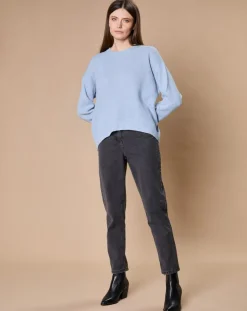 Pull 100% Cachemire 4 fils Ophélie col rond bleu clair-Oscar et Louise Hot