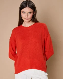 Pull 100% Cachemire 4 fils Ophélie col rond orange brique-Oscar et Louise New