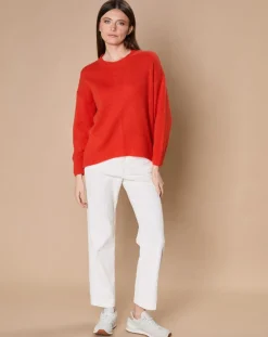 Pull 100% Cachemire 4 fils Ophélie col rond orange brique-Oscar et Louise New