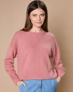 Femme Oscar et Louise Pulls^Pull 100% Cachemire 4 fils Ophélie col rond vieux rose