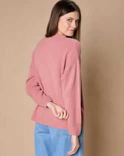 Femme Oscar et Louise Pulls^Pull 100% Cachemire 4 fils Ophélie col rond vieux rose