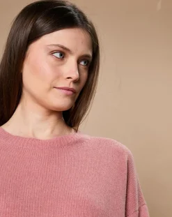 Femme Oscar et Louise Pulls^Pull 100% Cachemire 4 fils Ophélie col rond vieux rose