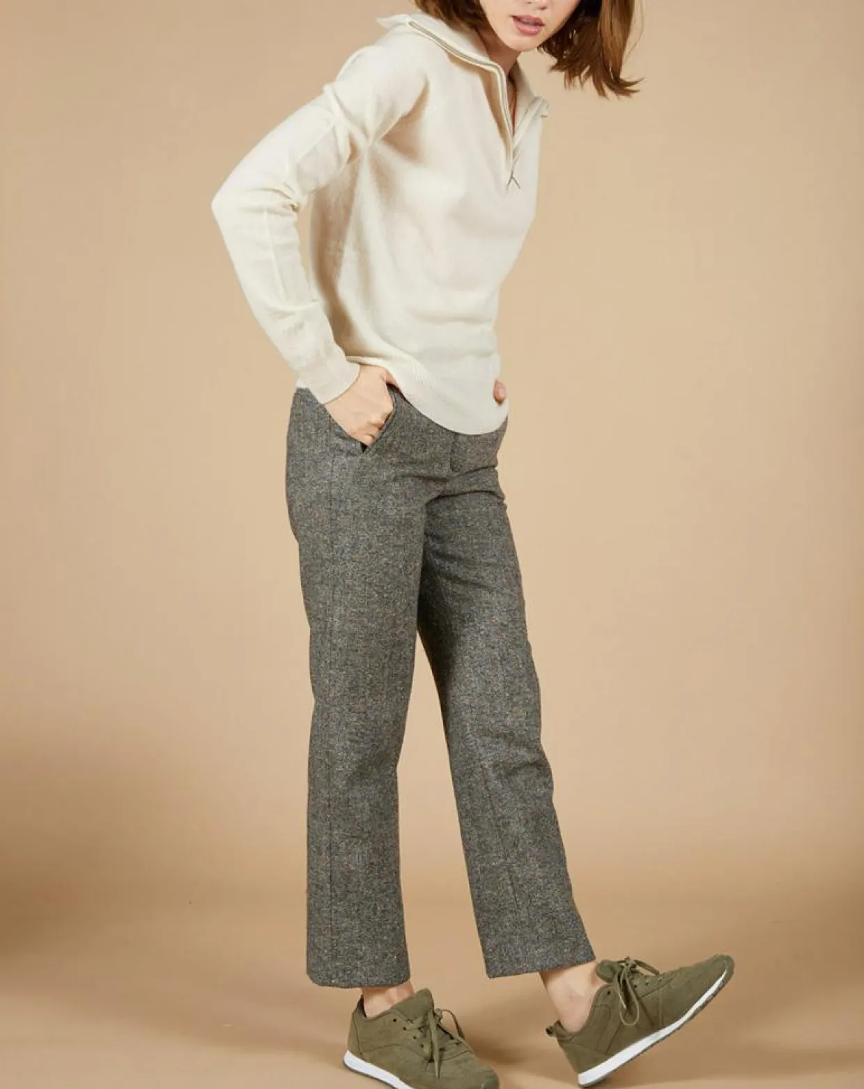 Femme Cashmere Tribu Pulls^Pull 100% Cachemire Audrey col zippé écru
