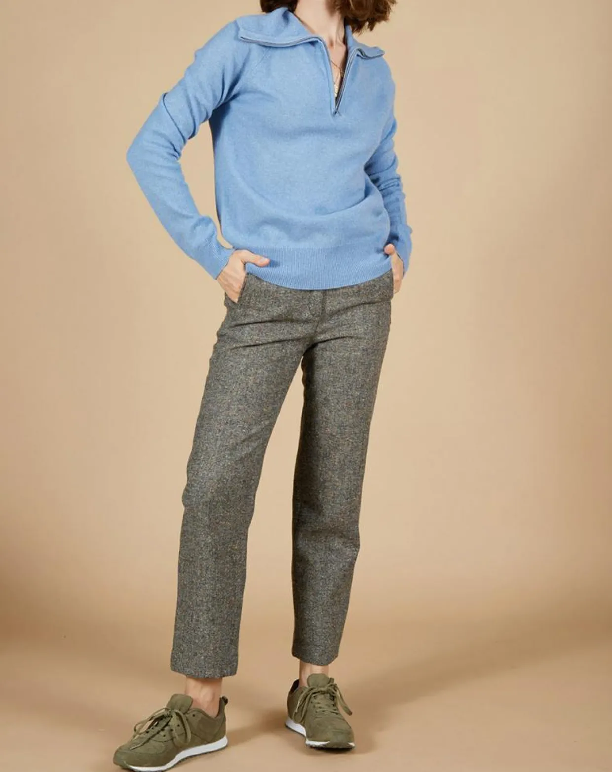 Femme Cashmere Tribu Pulls^Pull 100% Cachemire Audrey col zippé topaze