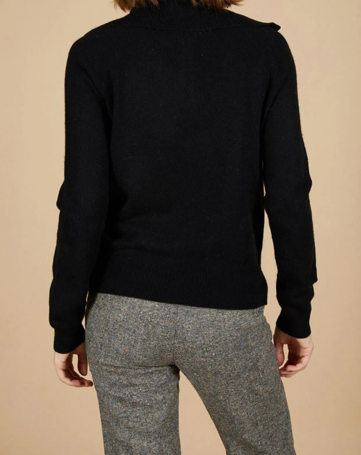 Pull 100% Cachemire Audrey col zippé noir-Cashmere Tribu Best