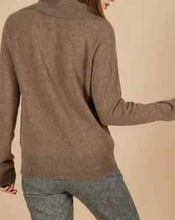 Femme Cashmere Tribu Pulls^Pull 100% Cachemire Audrey col zippé marron