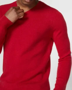 Homme Galeries Lafayette Pulls^Pull 100% Cachemire Bachve col V rouge