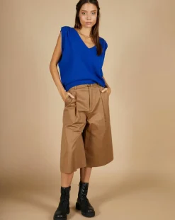 Pull 100% Cachemire Bella épaulettes bleu électrique-Cashmere Tribu Outlet