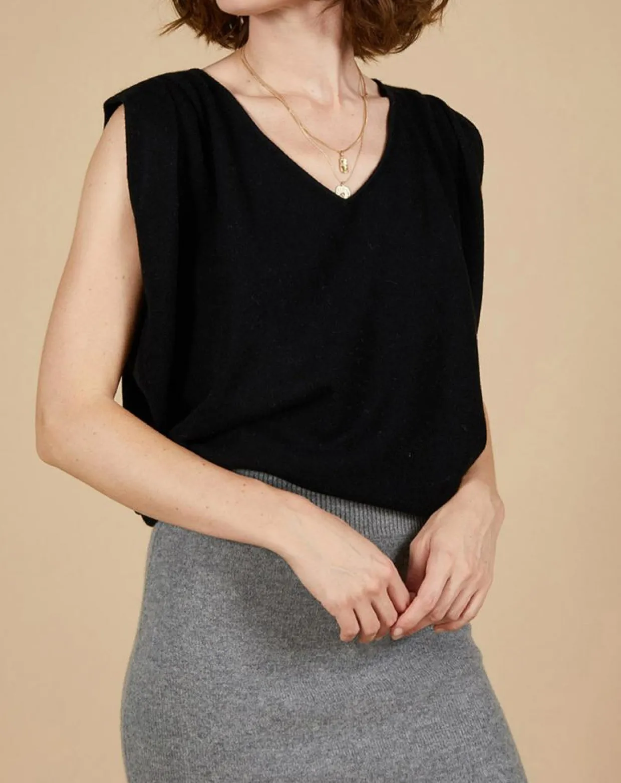 Femme Cashmere Tribu Pulls^Pull 100% Cachemire Bella épaulettes noir