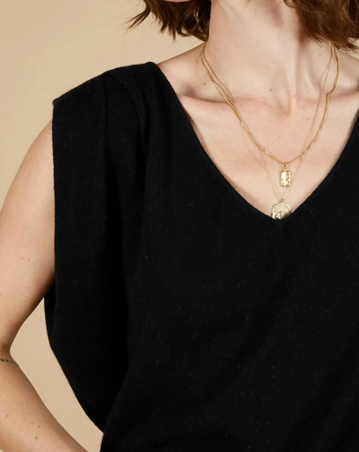Femme Cashmere Tribu Pulls^Pull 100% Cachemire Bella épaulettes noir