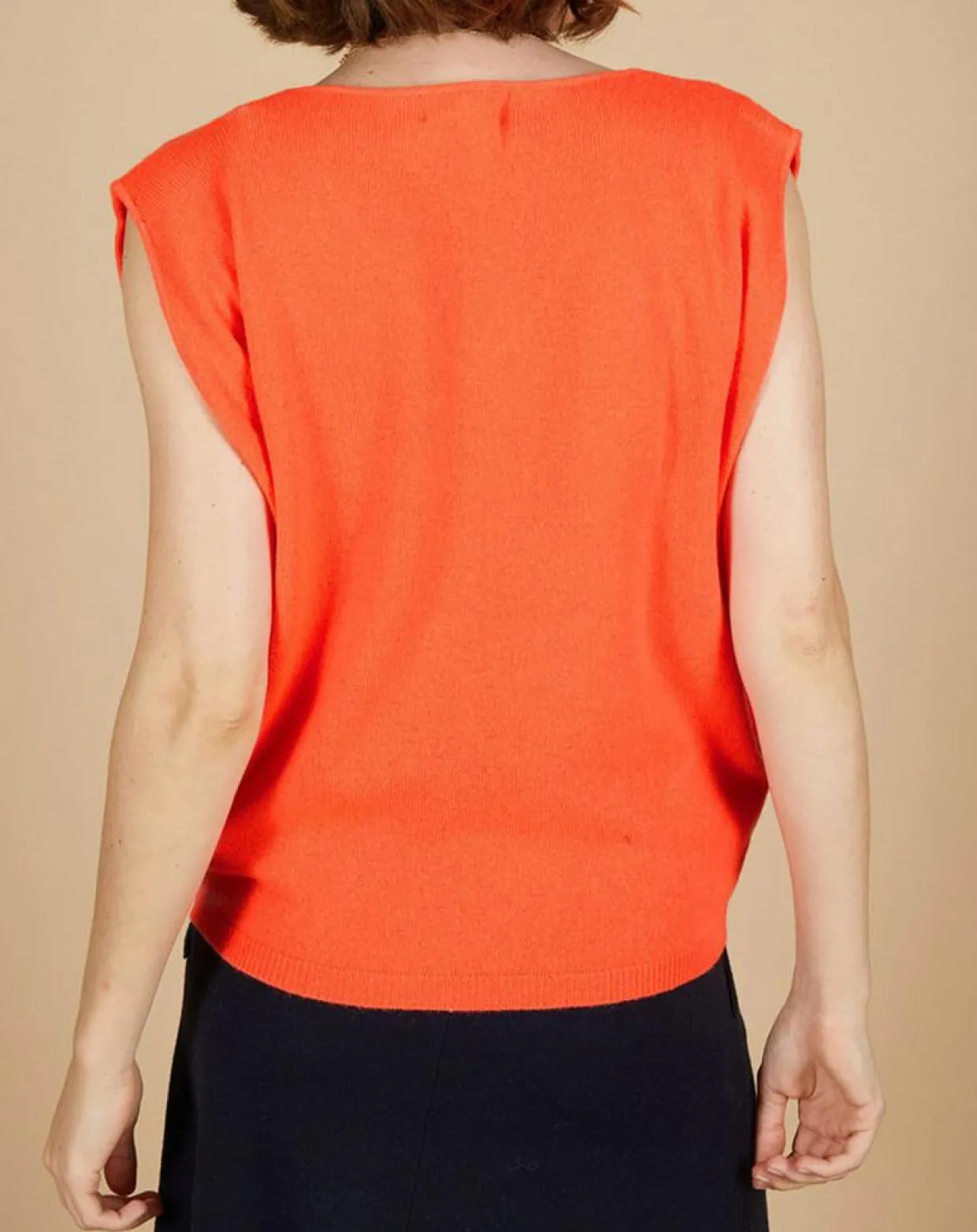 Femme Cashmere Tribu Pulls^Pull 100% Cachemire Bella épaulettes corail fluo