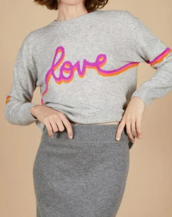 Pull 100% Cachemire Beyonce col rond gris chiné clair-Cashmere Tribu Hot