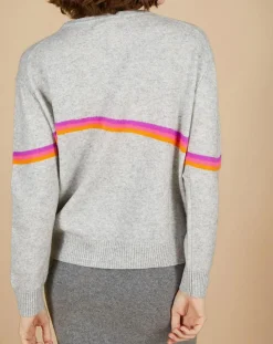 Pull 100% Cachemire Beyonce col rond gris chiné clair-Cashmere Tribu Hot