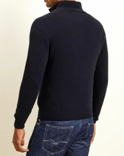 Pull 100% Cachemire col camionneur Bombay bleu marine/biarritz-Uverny Outlet
