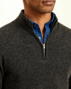 Pull 100% Cachemire col camionneur Bombay anthracite/ gris clair-Uverny