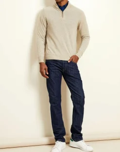 Pull 100% Cachemire col camionneur Bombay beige chiné/pavé-Uverny Sale