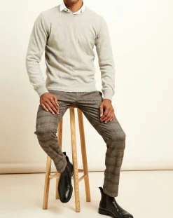 Pull 100% Cachemire col col rond gris chiné-Uverny Discount