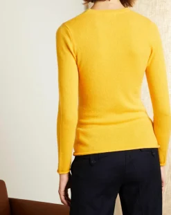 Femme Miss Cashmere Pulls^Pull 100% Cachemire col ras du cou Xena jaune