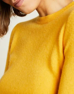 Femme Miss Cashmere Pulls^Pull 100% Cachemire col ras du cou Xena jaune
