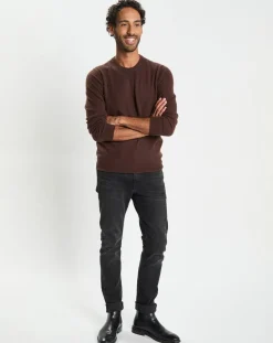 Homme Galeries Lafayette Pulls^Pull 100% Cachemire col Rdc Uni Nachron marron