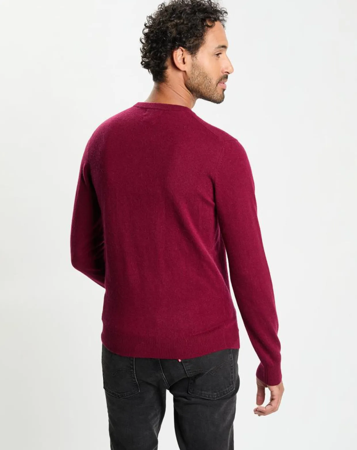 Homme Galeries Lafayette Pulls^Pull 100% Cachemire col Rdc Uni Nachron rouge foncé