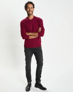 Homme Galeries Lafayette Pulls^Pull 100% Cachemire col Rdc Uni Nachron rouge foncé