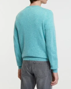 Pull 100% Cachemire col Rdc Uni Nachron bleu-Galeries Lafayette Hot
