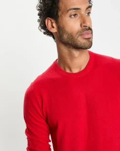 Homme Galeries Lafayette Pulls^Pull 100% Cachemire col Rdc Uni Nachron rouge