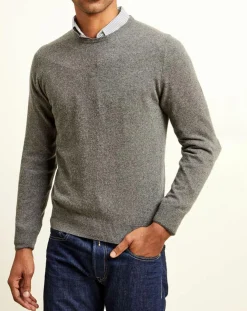 Pull 100% Cachemire col rond London gris chiné-Uverny