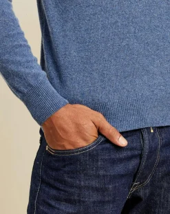 Pull 100% Cachemire col rond London bleu denim-Uverny Hot