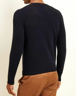 Pull 100% Cachemire col rond London bleu marine-Uverny Sale