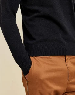 Pull 100% Cachemire col rond London bleu marine-Uverny Sale