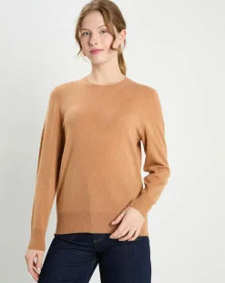 Pull 100% Cachemire col rond Zabri camel-Galeries Lafayette New