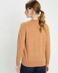 Pull 100% Cachemire col rond Zabri camel-Galeries Lafayette New