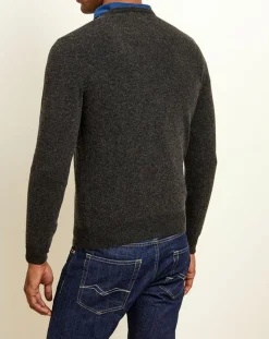 Homme Uverny Pulls^Pull 100% Cachemire col rond London anthracite