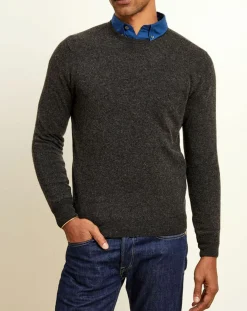 Homme Uverny Pulls^Pull 100% Cachemire col rond London anthracite