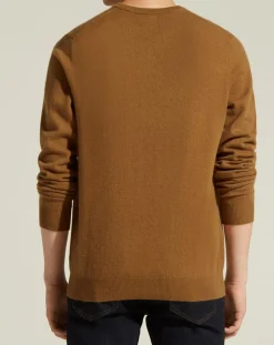 Pull 100% Cachemire col V Uni Nachve marron-Galeries Lafayette Discount