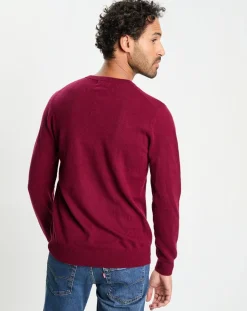 Homme Galeries Lafayette Pulls^Pull 100% Cachemire col V Uni Nachve rouge foncé