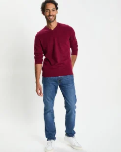 Homme Galeries Lafayette Pulls^Pull 100% Cachemire col V Uni Nachve rouge foncé